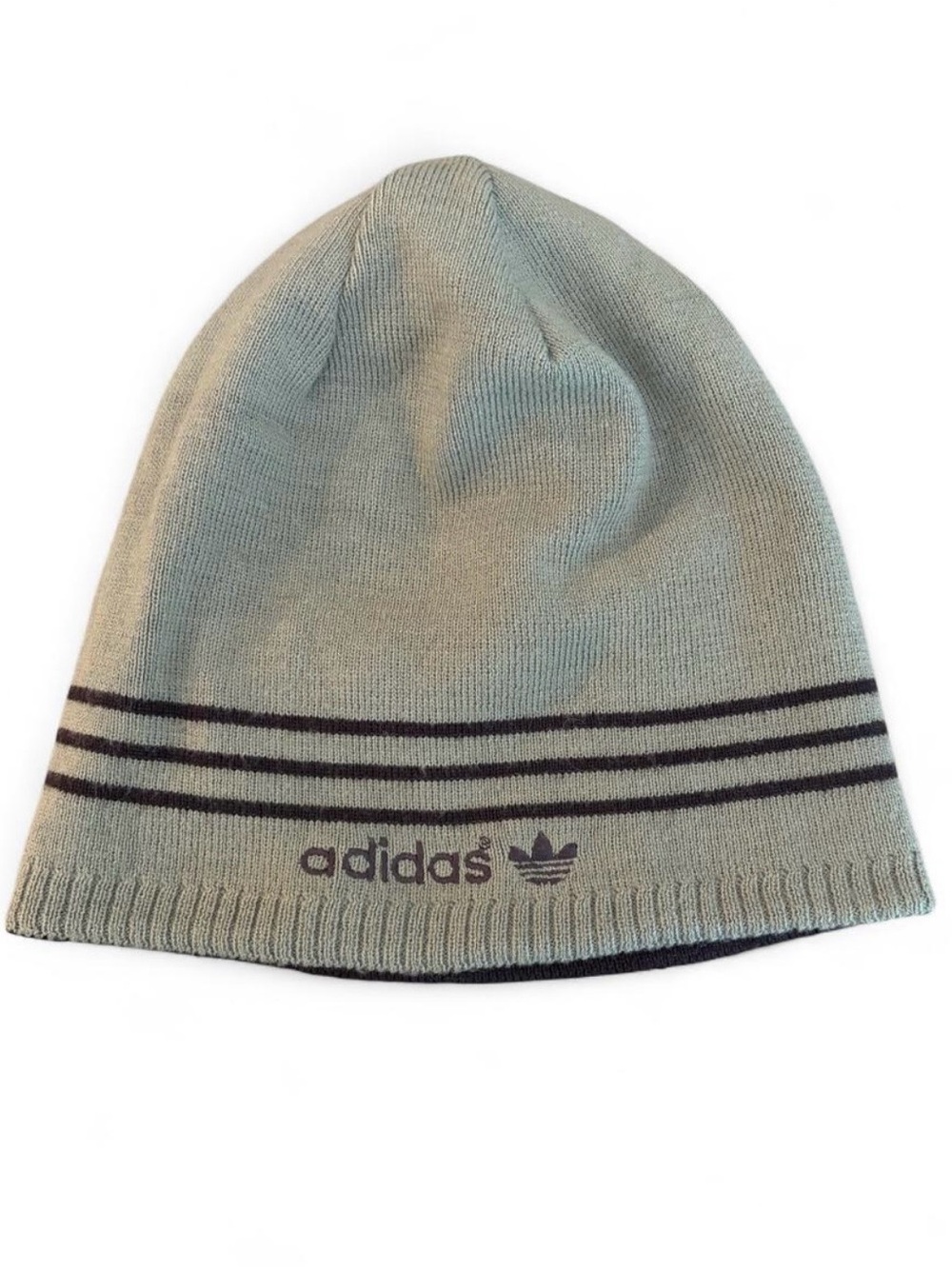 Adidas Originals reversible khaki and dark brown striped beanie